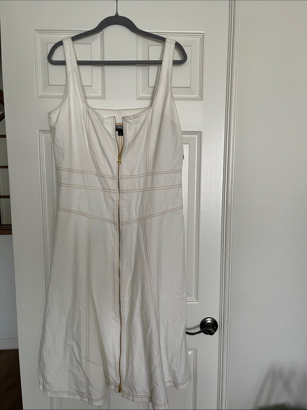 INC International Concepts White Sleeveless Zip-Front Midi Dress